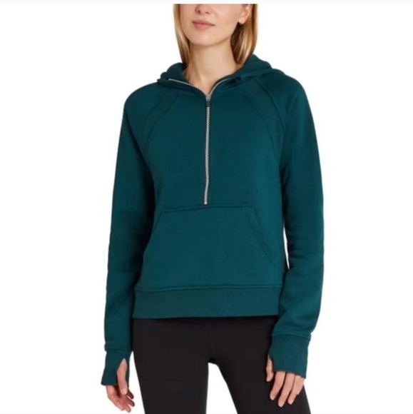 NWT Danskin Women's Half Zip Scuba Hoodie Green L - Picture 1 of 4